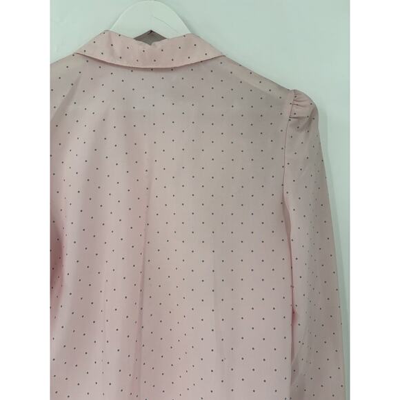 Spare Parts Vintage Blouse Womens Medium Pink Polka Dot Sheer Button Up Casual - Picture 11 of 16